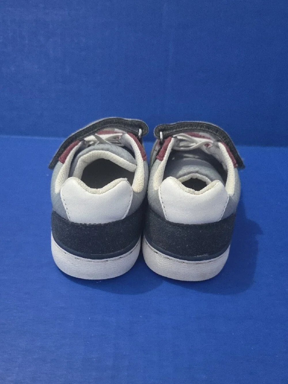 The Children's Place Gray and Burgundy Kids Velcro Sneakers